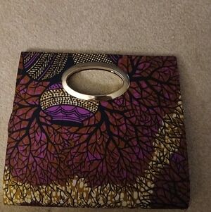 PK Garments Purse Pocketbook Women's  Clutch . Gold handle, Purple black.   FL